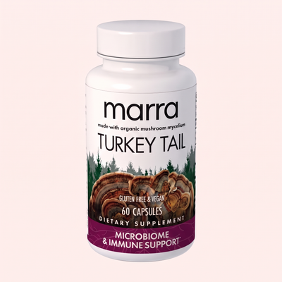 Marra Turkey Tail Capsules bottle, 60 capsules, microbiome and immune support